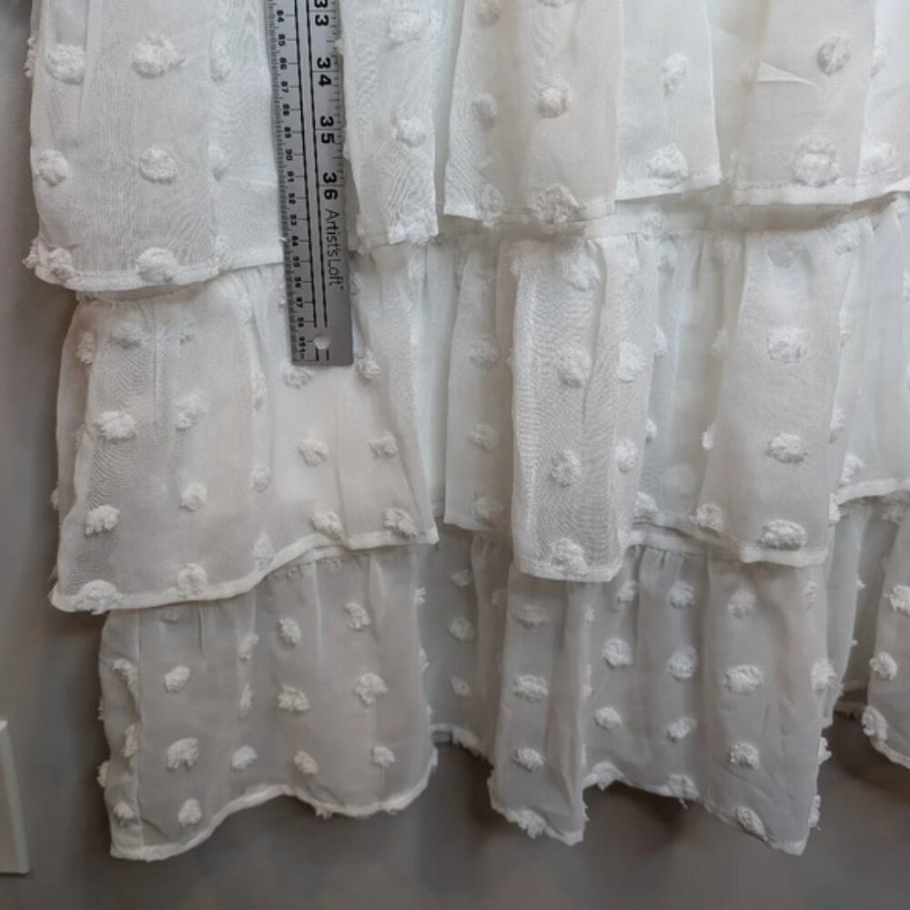 NWT BOOHOO Plus White Swiss  Polka Dot Ruffle Tiered Midi Dress Size 20 - Picture 12 of 13